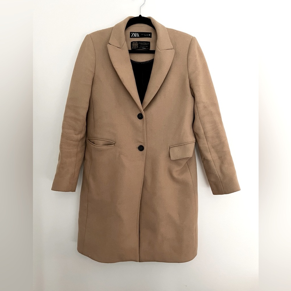 Zara brown tailored peacoat size small